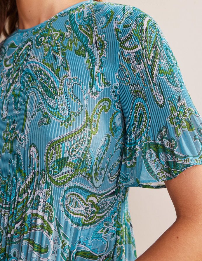 Aegean blue & paradise pop είδη ένδυσης Πλισέ μπλουζάκι με φτερούγισμα Boden γυναίκες 464PH8104