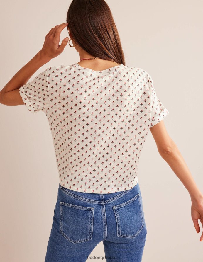 ρουζ ιβουάρ & τουλίπα είδη ένδυσης εμπριμέ λινό μπλουζάκι Boden γυναίκες 464PH81012