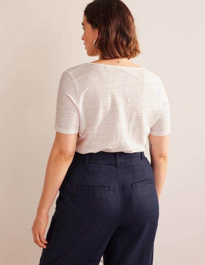 ελεφαντόδοντο είδη ένδυσης λινό μπλουζάκι με λαιμόκοψη Boden γυναίκες 464PH81032