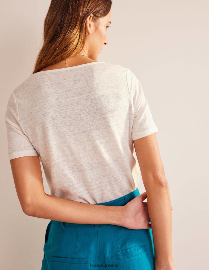 ελεφαντόδοντο είδη ένδυσης λινό μπλουζάκι με λαιμόκοψη Boden γυναίκες 464PH81032