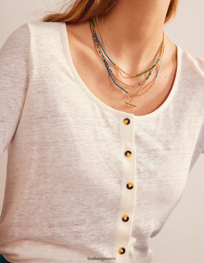 ελεφαντόδοντο είδη ένδυσης λινό μπλουζάκι με λαιμόκοψη Boden γυναίκες 464PH81032