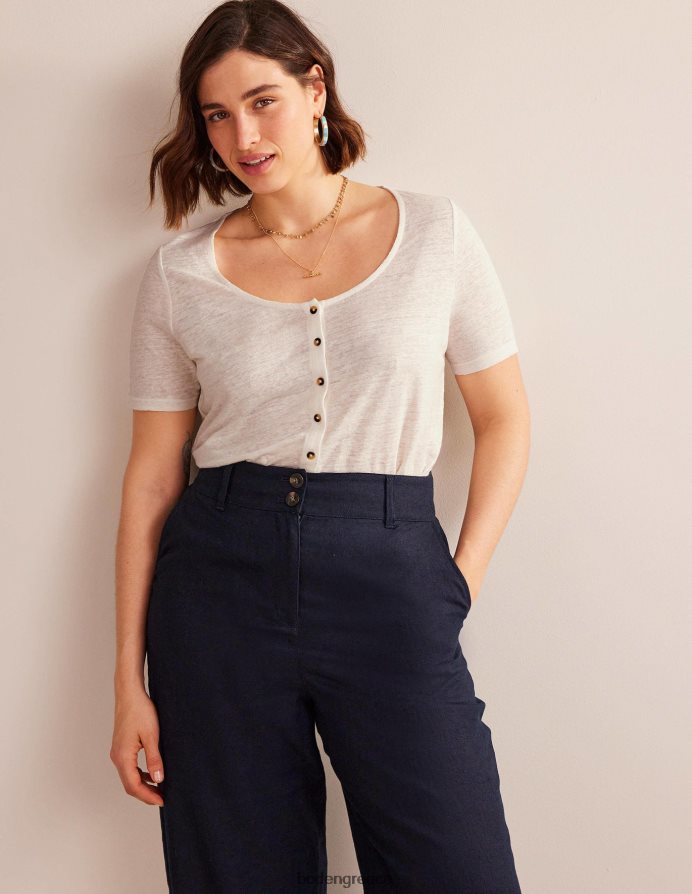 ελεφαντόδοντο είδη ένδυσης λινό μπλουζάκι με λαιμόκοψη Boden γυναίκες 464PH81032