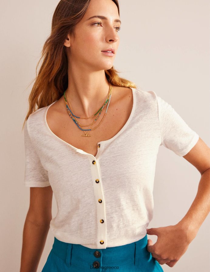 ελεφαντόδοντο είδη ένδυσης λινό μπλουζάκι με λαιμόκοψη Boden γυναίκες 464PH81032