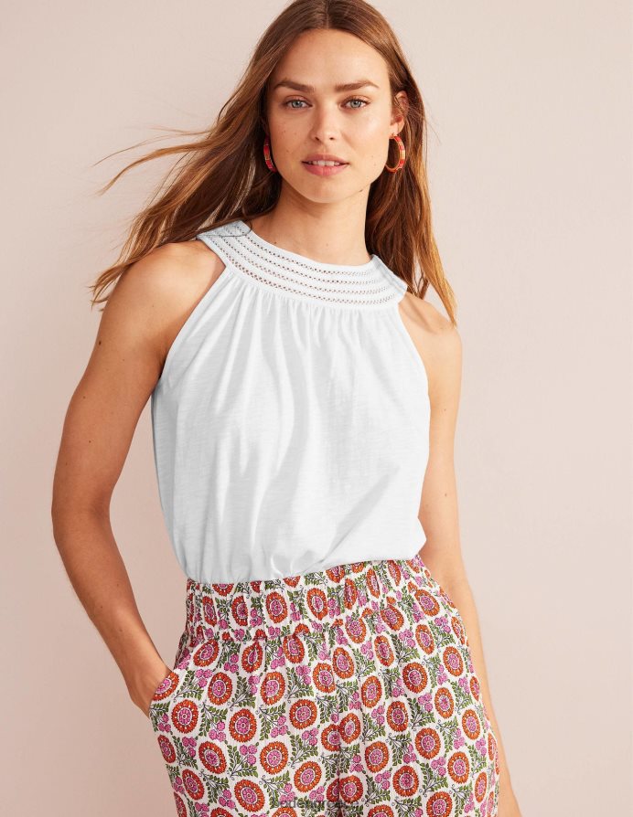 άσπρο είδη ένδυσης μπλούζα κούνιας ζέρσεϊ στο λαιμό Boden γυναίκες 464PH8111