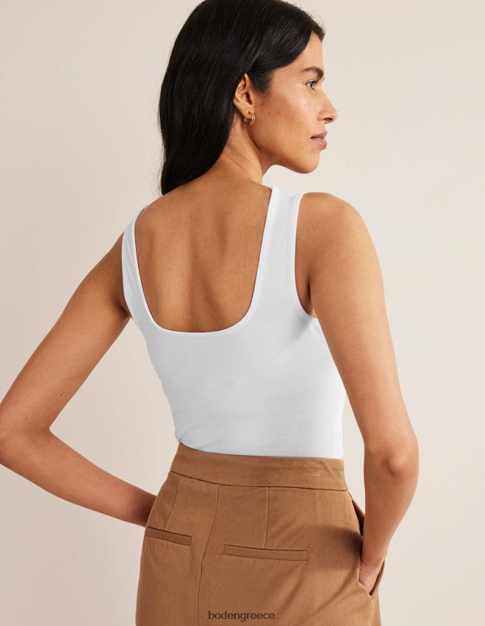 άσπρο είδη ένδυσης γιλέκο διπλής στρώσης με τετράγωνο λαιμό Boden γυναίκες 464PH8116