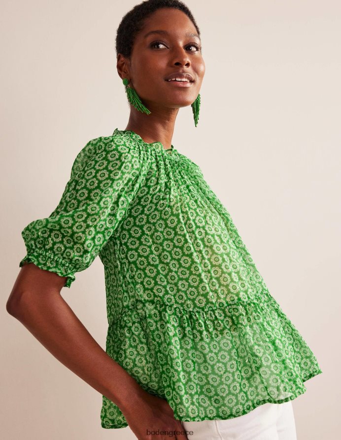 λάιμ & ανατολή του ηλίου ποπ είδη ένδυσης μαζεμένη τοπ ζορζέτα λάμψη Boden γυναίκες 464PH8118