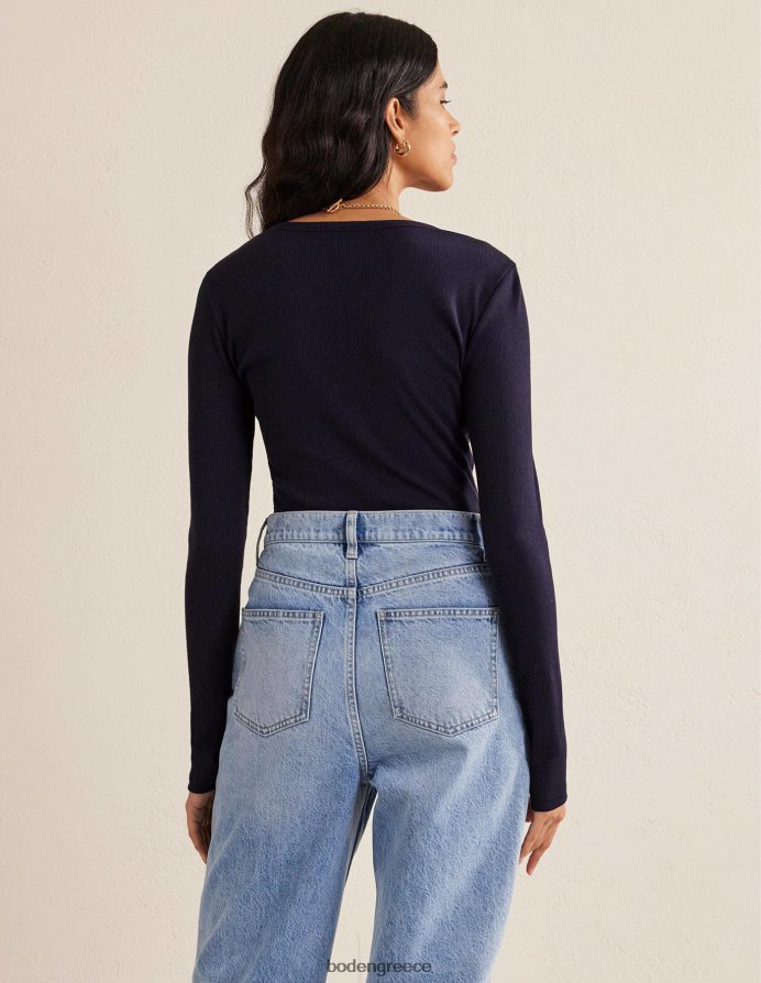 ΠΟΛΕΜΙΚΟ ΝΑΥΤΙΚΟ είδη ένδυσης μακρυμάνικο τοπ βαμβακερό με ραβδώσεις Boden γυναίκες 464PH8119