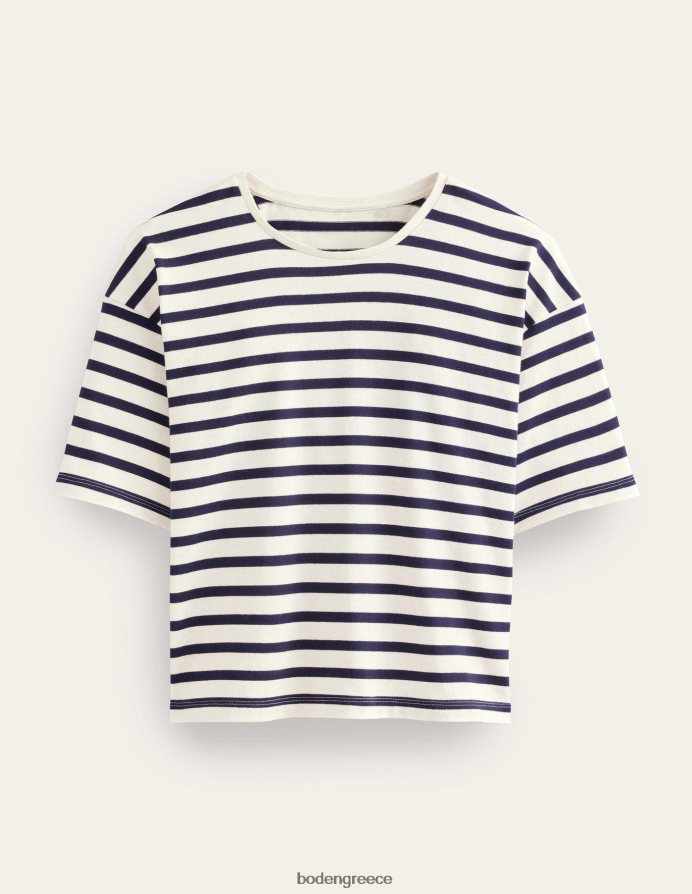 ιβουάρ/ναυτική ρίγα είδη ένδυσης βαρύ βρετονικό μπλουζάκι Boden γυναίκες 464PH81206