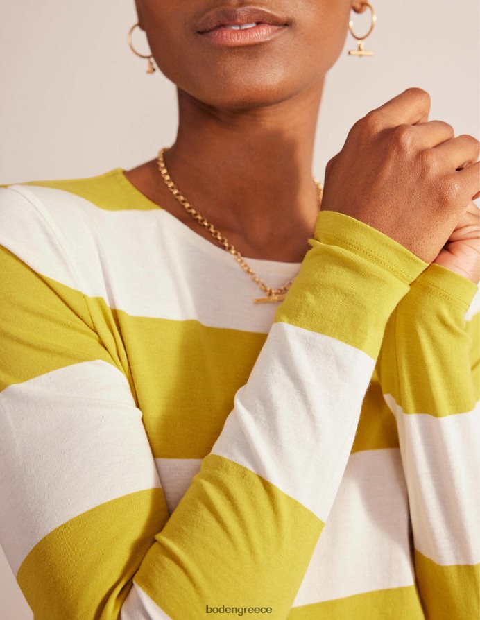 κίτρινη φαρδιά λωρίδα είδη ένδυσης μακρύ μανίκι βρετονικό Boden γυναίκες 464PH8128