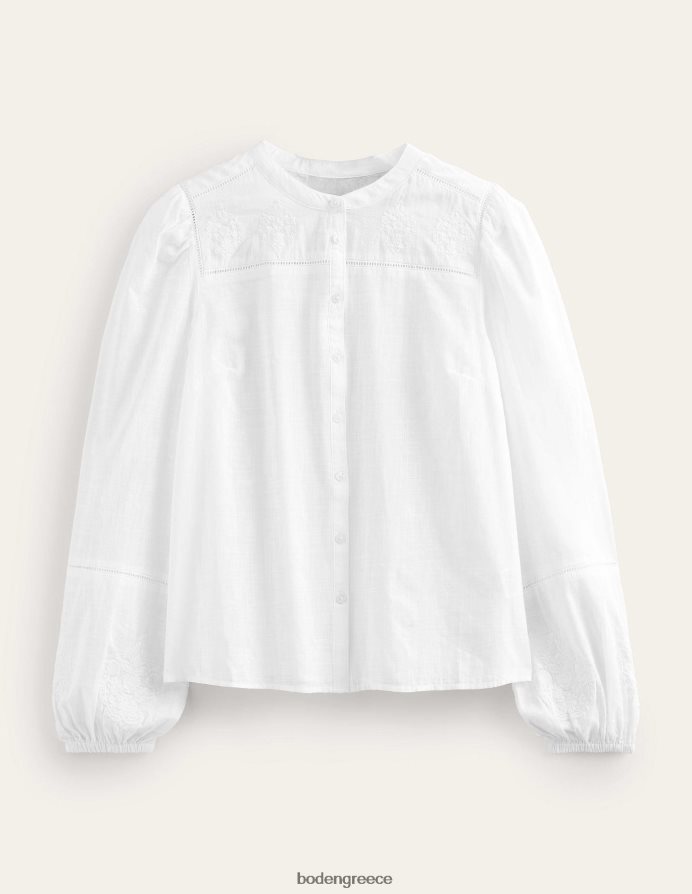 άσπρο είδη ένδυσης μπλουζον μανίκι κεντημένο τοπ Boden γυναίκες 464PH81301