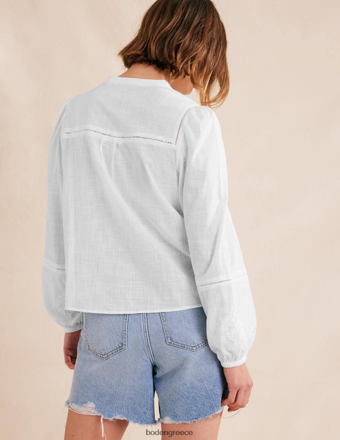 άσπρο είδη ένδυσης μπλουζον μανίκι κεντημένο τοπ Boden γυναίκες 464PH81301