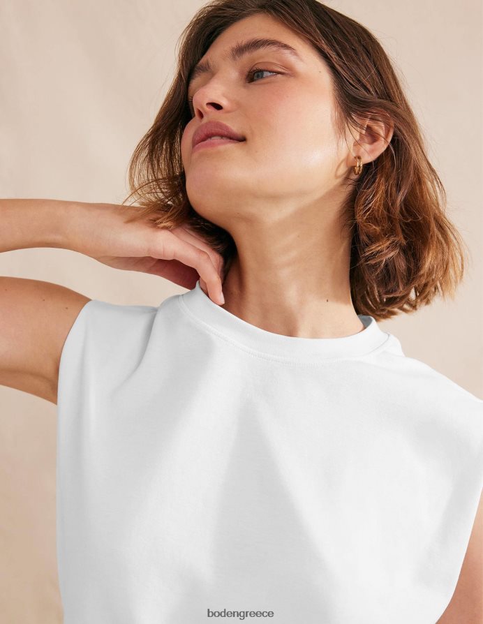 άσπρο είδη ένδυσης τέλειο βαμβακερό αμάνικο τοπ Boden γυναίκες 464PH8131