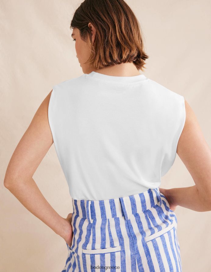 άσπρο είδη ένδυσης τέλειο βαμβακερό αμάνικο τοπ Boden γυναίκες 464PH8131