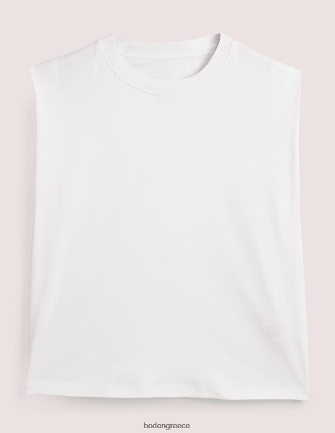 άσπρο είδη ένδυσης τέλειο βαμβακερό αμάνικο τοπ Boden γυναίκες 464PH8131