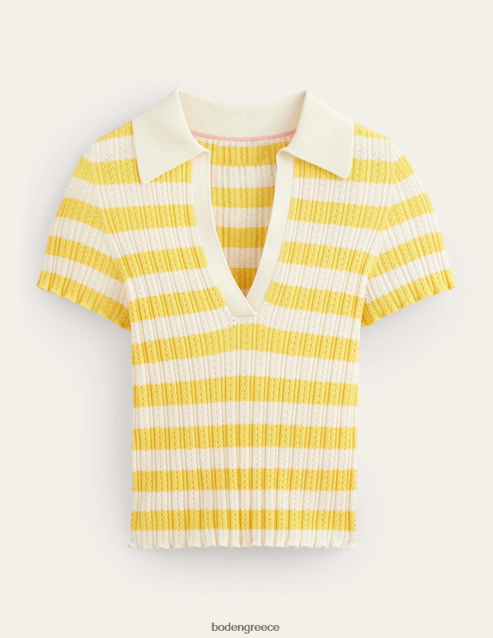 γλυκιά ρίγα κηρήθρας & ελεφαντόδοντου είδη ένδυσης μπλούζα με γιακά με ραβδώσεις Boden γυναίκες 464PH81339