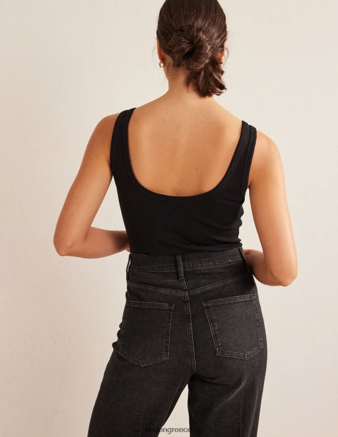 μαύρος είδη ένδυσης βαμβακερό γιλέκο με ραβδώσεις Boden γυναίκες 464PH81357