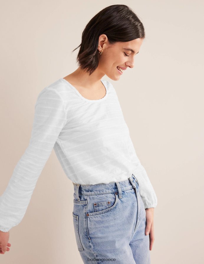 άσπρο είδη ένδυσης λαιμό σέσουλα ανάγλυφο επάνω Boden γυναίκες 464PH81358