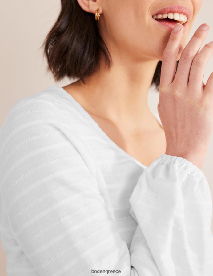 άσπρο είδη ένδυσης λαιμό σέσουλα ανάγλυφο επάνω Boden γυναίκες 464PH81358