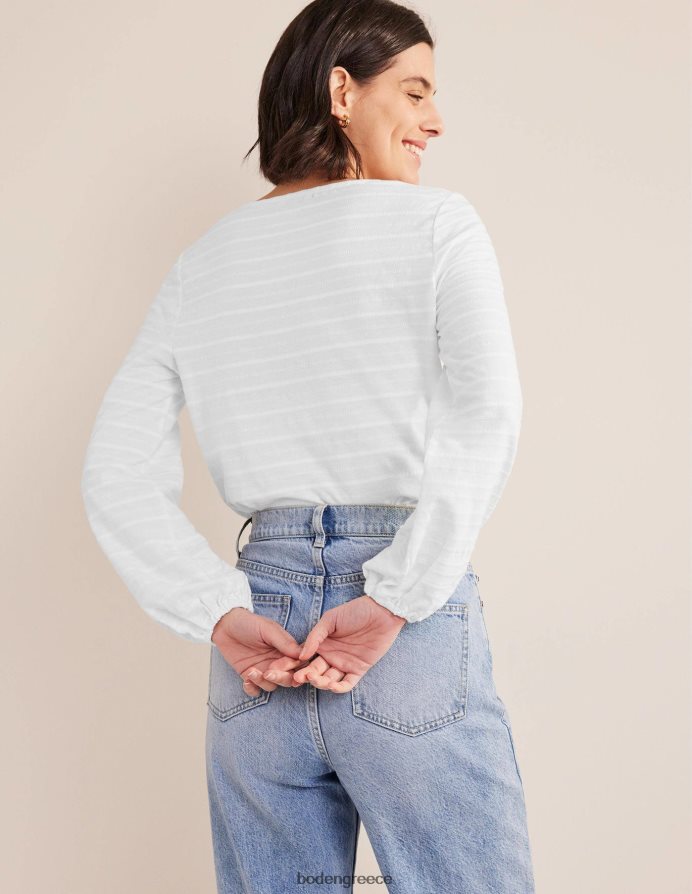 άσπρο είδη ένδυσης λαιμό σέσουλα ανάγλυφο επάνω Boden γυναίκες 464PH81358