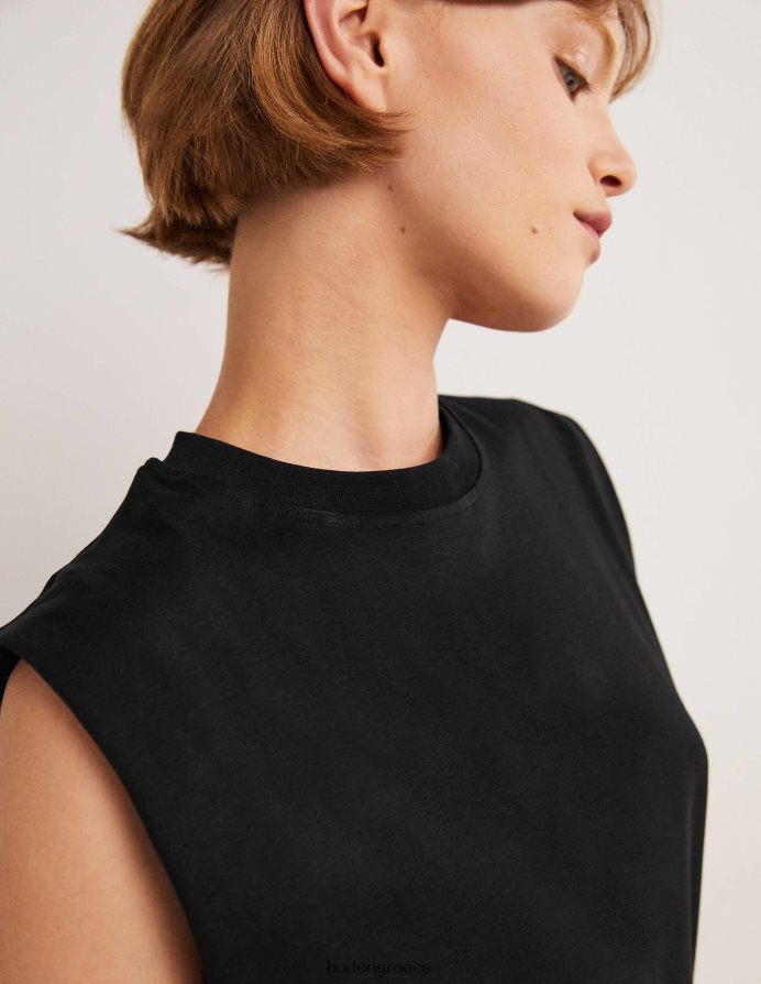 μαύρος είδη ένδυσης τέλειο βαμβακερό αμάνικο τοπ Boden γυναίκες 464PH8137