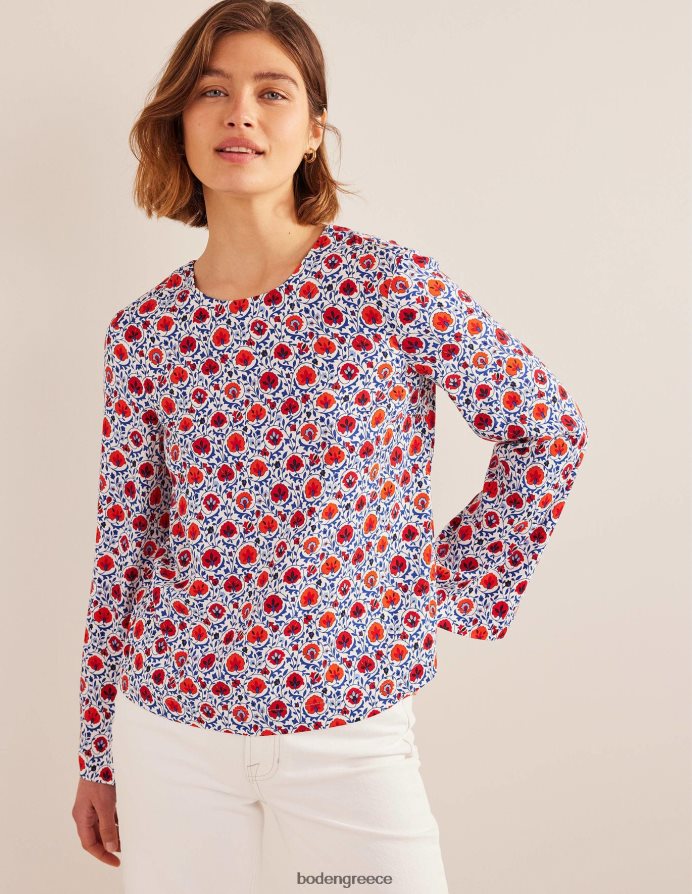 μπλε κύμα & μαγευτική άνθιση είδη ένδυσης φουσκωμένο μακρυμάνικο τοπ Boden γυναίκες 464PH81376