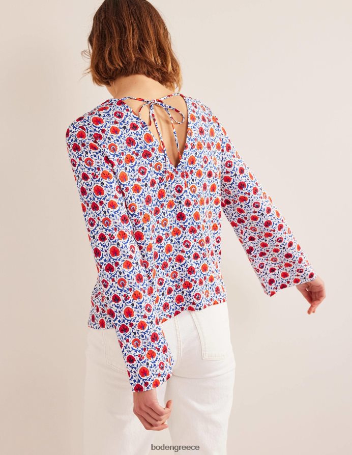 μπλε κύμα & μαγευτική άνθιση είδη ένδυσης φουσκωμένο μακρυμάνικο τοπ Boden γυναίκες 464PH81376