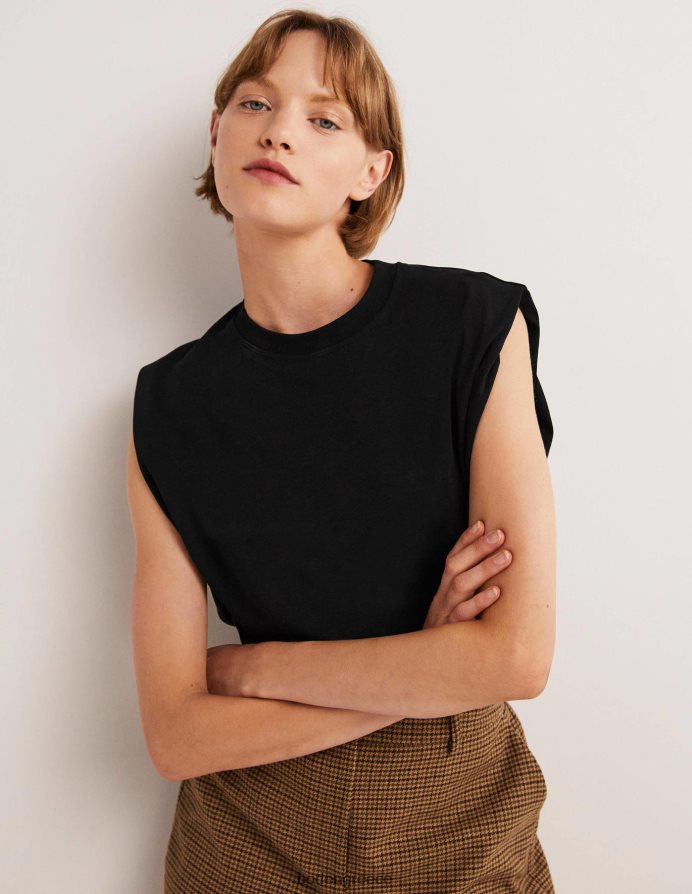 μαύρος είδη ένδυσης τέλειο βαμβακερό αμάνικο τοπ Boden γυναίκες 464PH8137