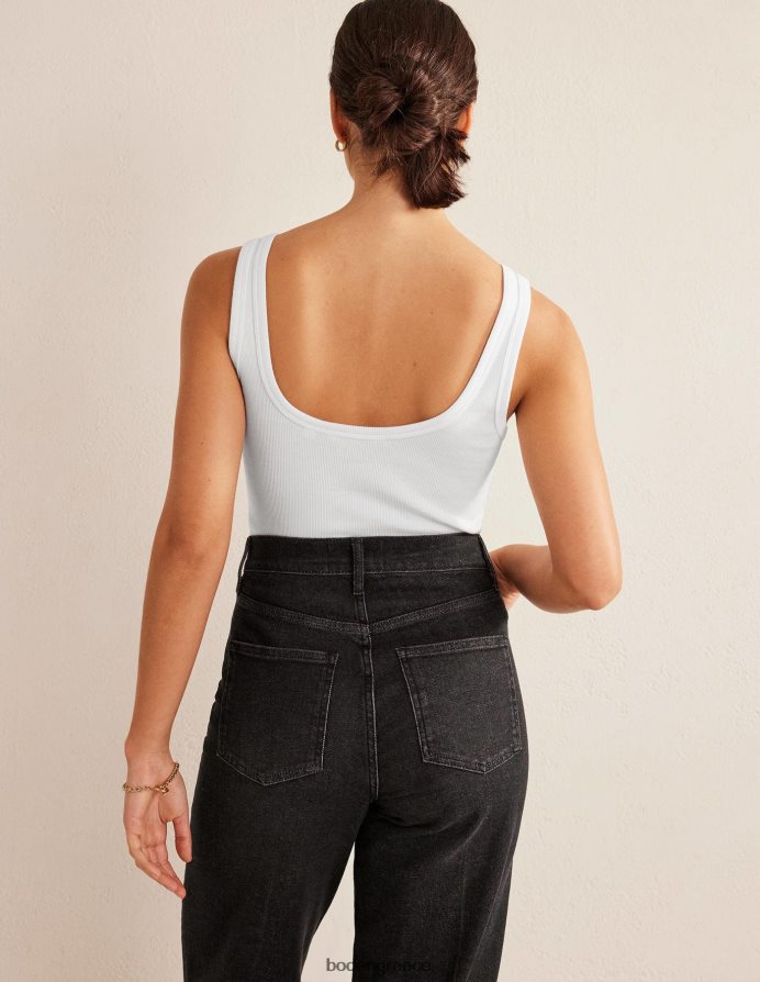 άσπρο είδη ένδυσης βαμβακερό γιλέκο με ραβδώσεις Boden γυναίκες 464PH81391