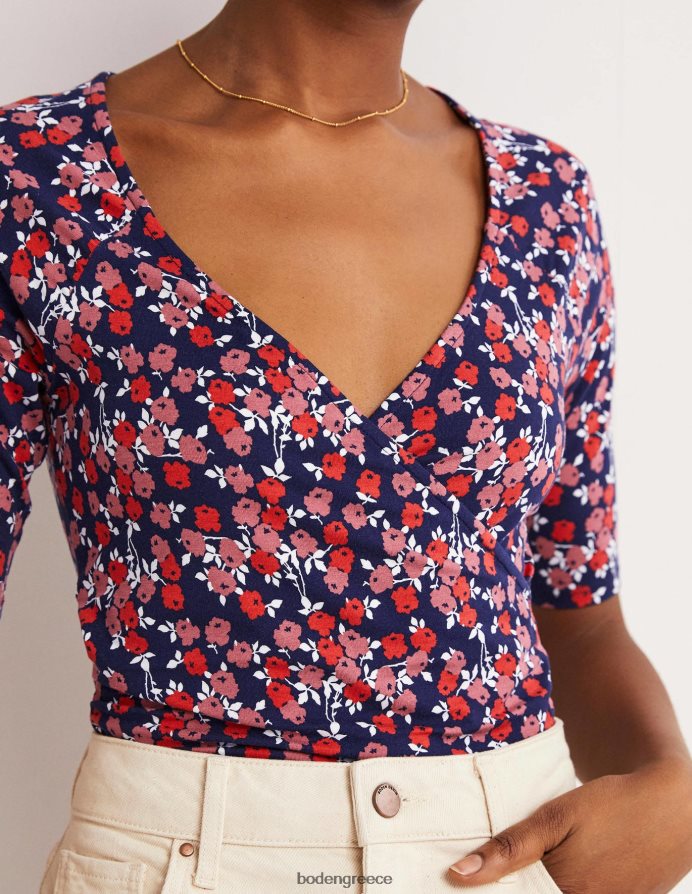 κόκκινο κεράσι & αφηρημένο κλαδάκι είδη ένδυσης κοντομάνικο κάλυμμα Boden γυναίκες 464PH8141