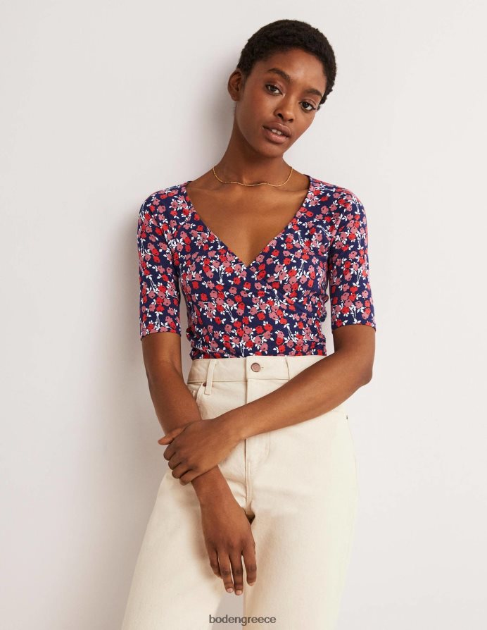 κόκκινο κεράσι & αφηρημένο κλαδάκι είδη ένδυσης κοντομάνικο κάλυμμα Boden γυναίκες 464PH8141