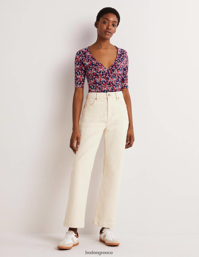 κόκκινο κεράσι & αφηρημένο κλαδάκι είδη ένδυσης κοντομάνικο κάλυμμα Boden γυναίκες 464PH8141