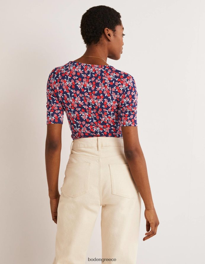 κόκκινο κεράσι & αφηρημένο κλαδάκι είδη ένδυσης κοντομάνικο κάλυμμα Boden γυναίκες 464PH8141