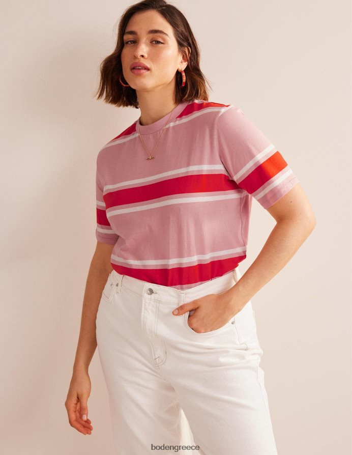 απαλή ροζ/πορτοκαλί ρίγα είδη ένδυσης μπλουζάκι με ριγέ κουτί Boden γυναίκες 464PH81454