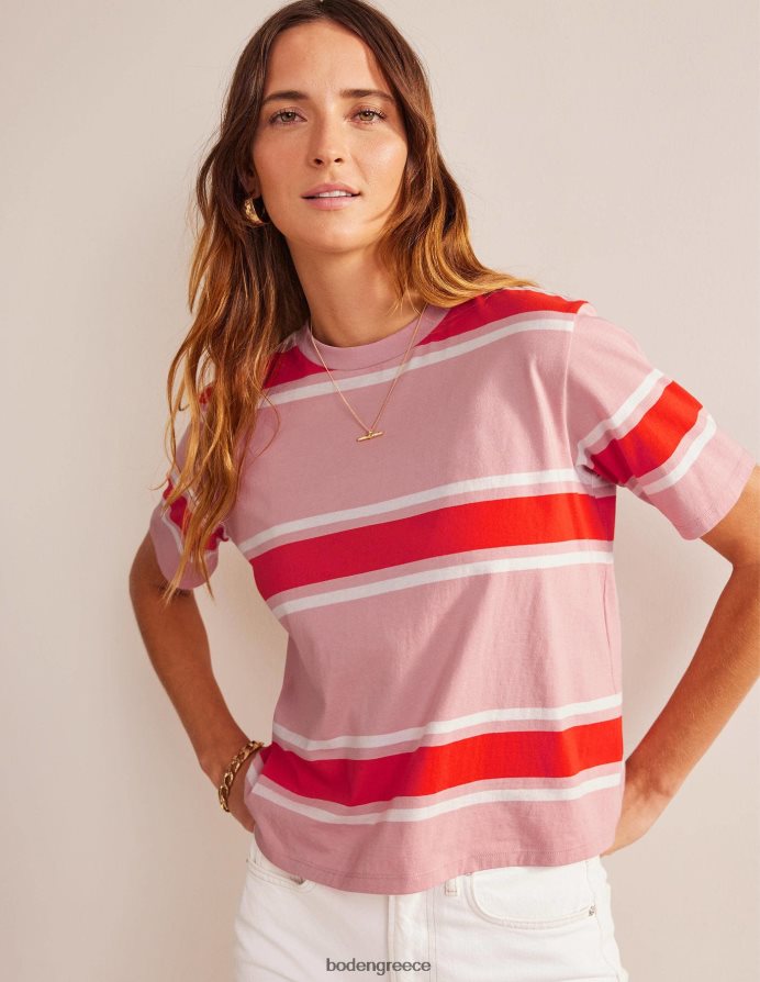 απαλή ροζ/πορτοκαλί ρίγα είδη ένδυσης μπλουζάκι με ριγέ κουτί Boden γυναίκες 464PH81454