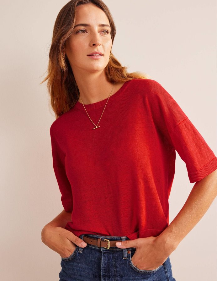 αίμα πορτοκαλί είδη ένδυσης πλεκτό λινό μπλουζάκι Boden γυναίκες 464PH81469