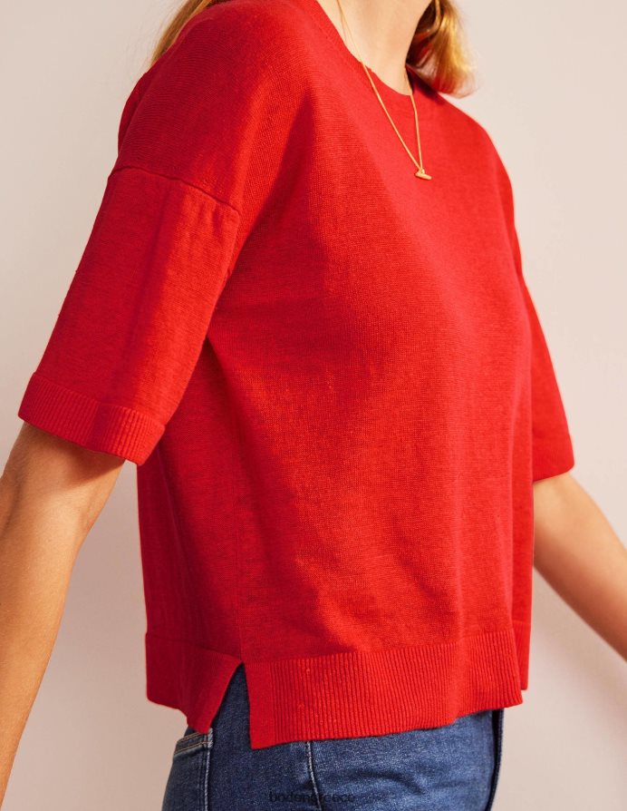 αίμα πορτοκαλί είδη ένδυσης πλεκτό λινό μπλουζάκι Boden γυναίκες 464PH81469