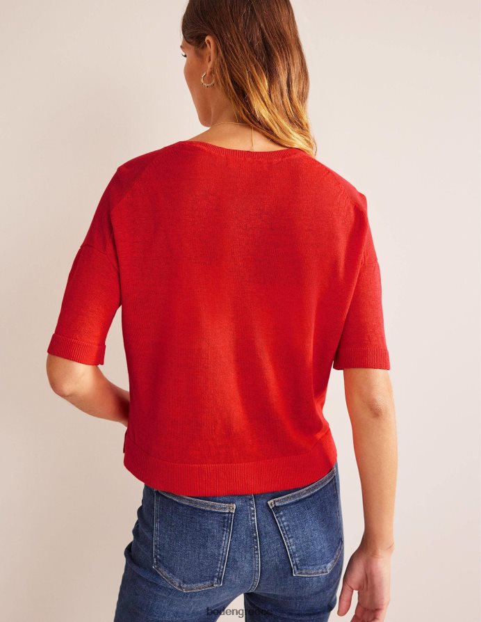 αίμα πορτοκαλί είδη ένδυσης πλεκτό λινό μπλουζάκι Boden γυναίκες 464PH81469