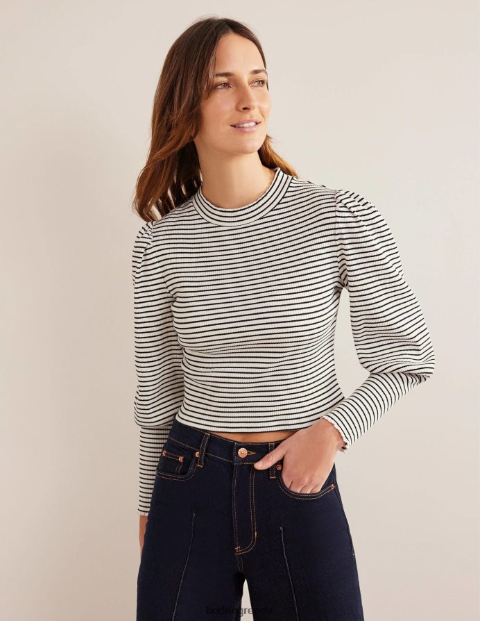 ιβουάρ/μαύρο είδη ένδυσης λεπτομέρεια στο μανίκι με ραβδώσεις Boden γυναίκες 464PH81493