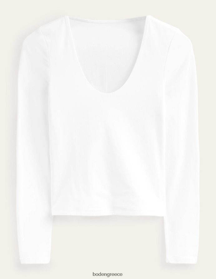 άσπρο είδη ένδυσης διπλή στρώση λαιμόκοψη Boden γυναίκες 464PH8149