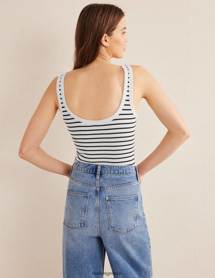 ιβουάρ/ναυτική ρίγα είδη ένδυσης βαμβακερό γιλέκο με ραβδώσεις Boden γυναίκες 464PH81502