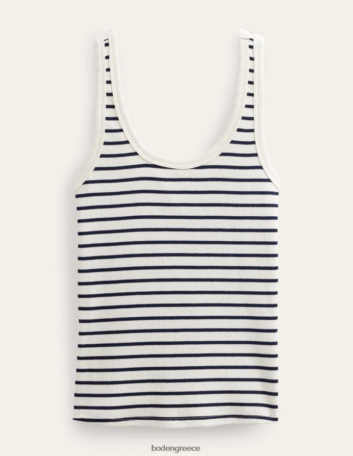 ιβουάρ/ναυτική ρίγα είδη ένδυσης βαμβακερό γιλέκο με ραβδώσεις Boden γυναίκες 464PH81502