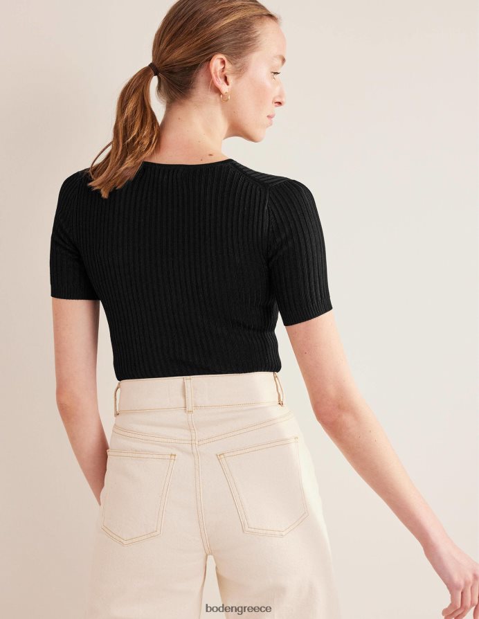 μαύρος είδη ένδυσης πλεκτό μπλουζάκι με ραβδώσεις Boden γυναίκες 464PH81513