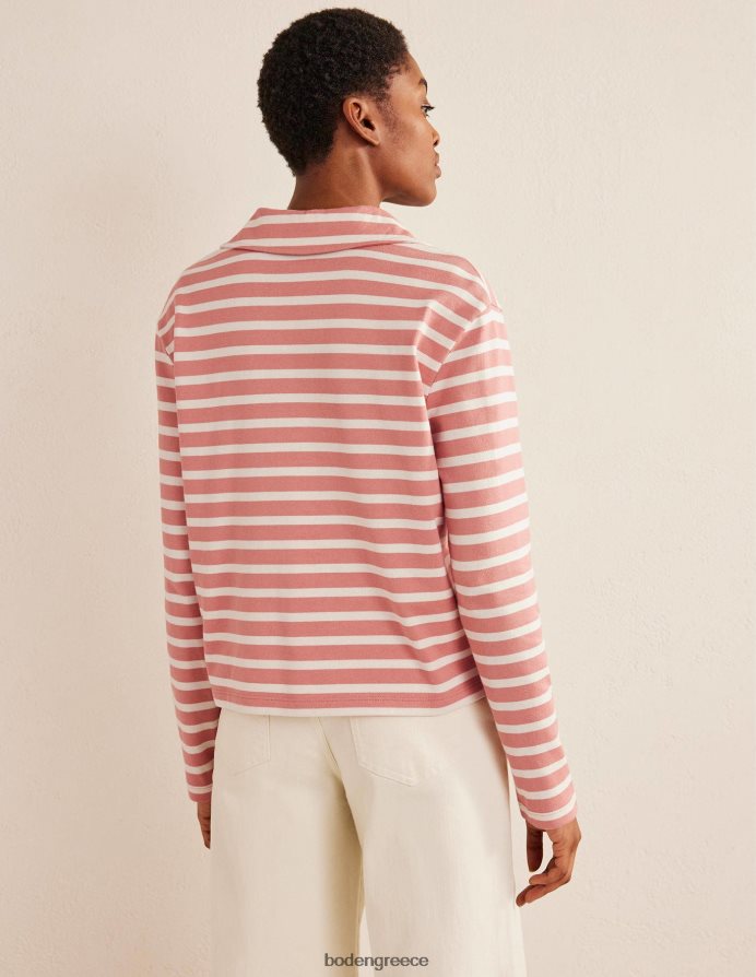 ροζ ροζ/ιβουάρ είδη ένδυσης ριγέ γιακά με εγκοπή Boden γυναίκες 464PH81521