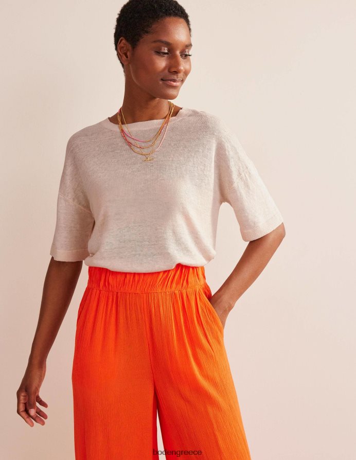 ζεστό ελεφαντόδοντο είδη ένδυσης πλεκτό λινό μπλουζάκι Boden γυναίκες 464PH81531