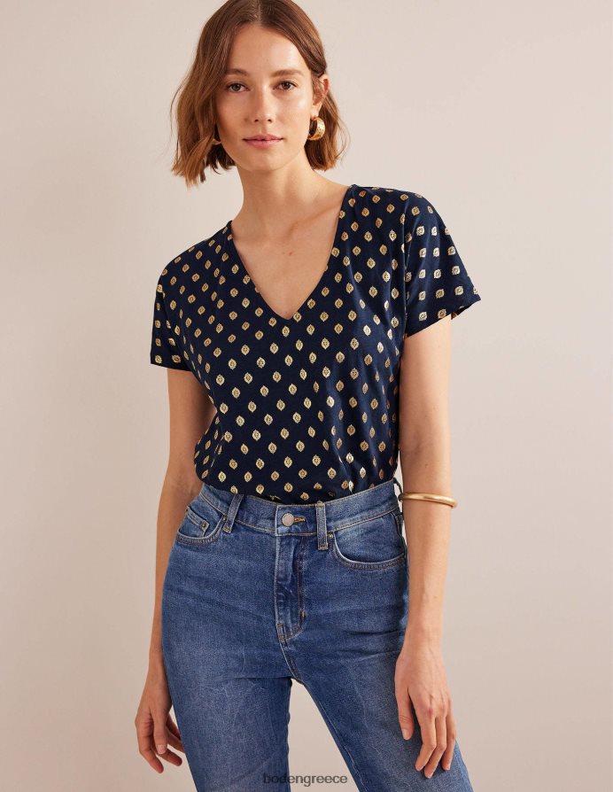 γαλλικό ναυτικό & ήρεμο φύλλο είδη ένδυσης μπλουζάκι με γραβάτα Boden γυναίκες 464PH81537