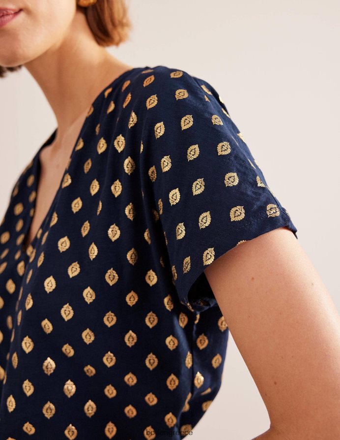 γαλλικό ναυτικό & ήρεμο φύλλο είδη ένδυσης μπλουζάκι με γραβάτα Boden γυναίκες 464PH81537