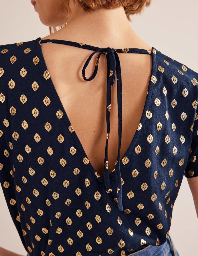 γαλλικό ναυτικό & ήρεμο φύλλο είδη ένδυσης μπλουζάκι με γραβάτα Boden γυναίκες 464PH81537