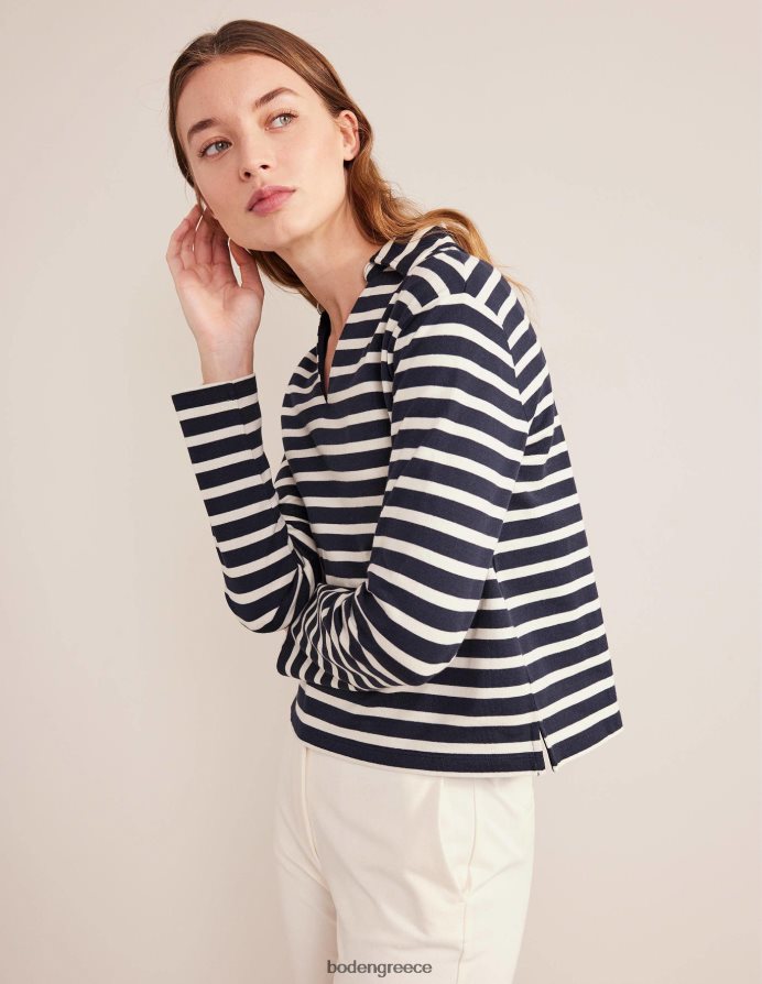 ναυτική/ιβουάρ ρίγα είδη ένδυσης ριγέ γιακά με εγκοπή Boden γυναίκες 464PH81565