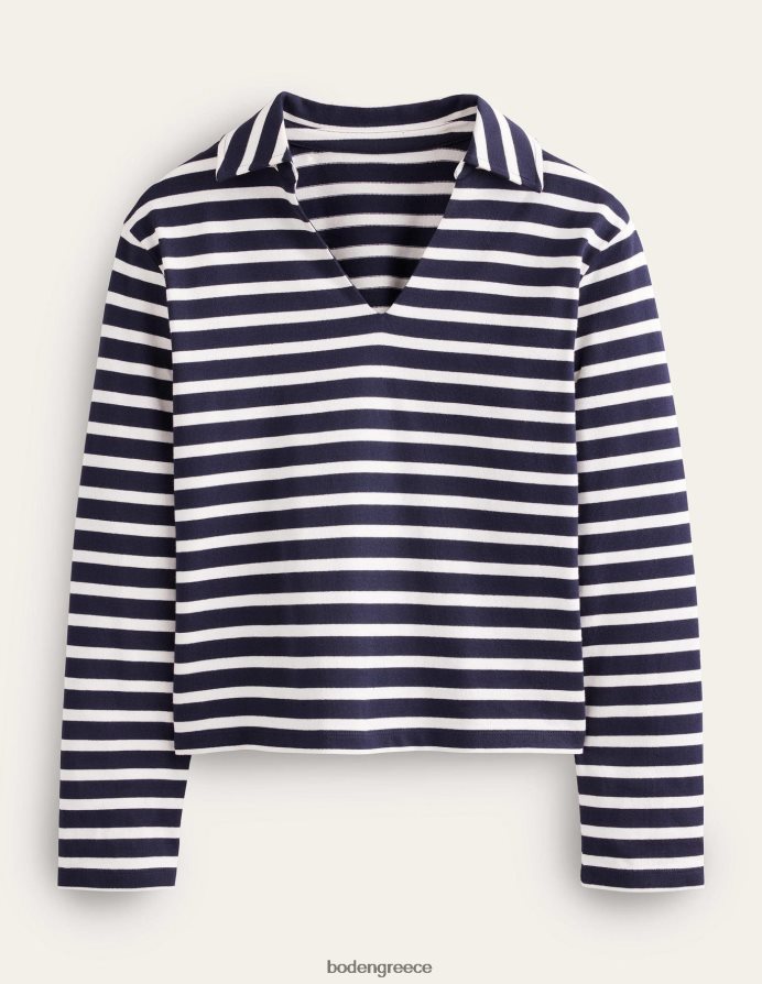 ναυτική/ιβουάρ ρίγα είδη ένδυσης ριγέ γιακά με εγκοπή Boden γυναίκες 464PH81565