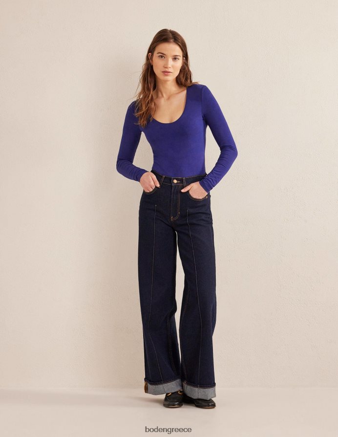 κυανούν χρώμα είδη ένδυσης διπλή στρώση λαιμόκοψη Boden γυναίκες 464PH81569